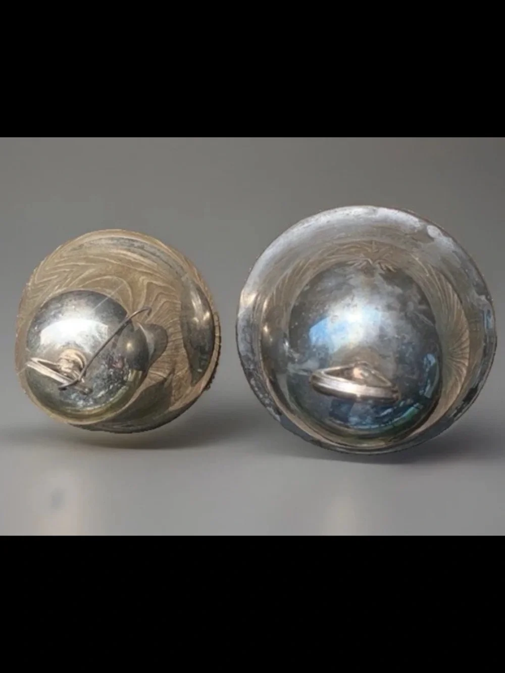 Set of 2 Vintage 1984 Reed & Barton silver plated annual holiday bell ornaments